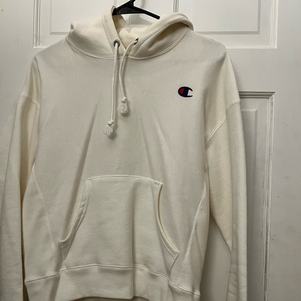 White Champion Reverse Weave Hoodie